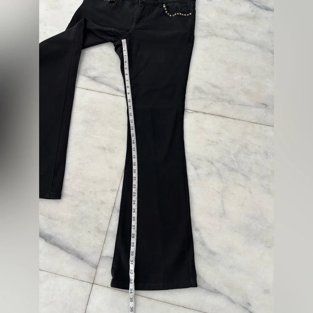 Y2K Vintage Cache Jeans Black Studded Low Rise Bootcut Womens 6 Cowgirl Boho - Picture 8 of 11